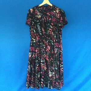 Torrid Chiffon Size 1 Dress Midi Lined Purple Black Smocked